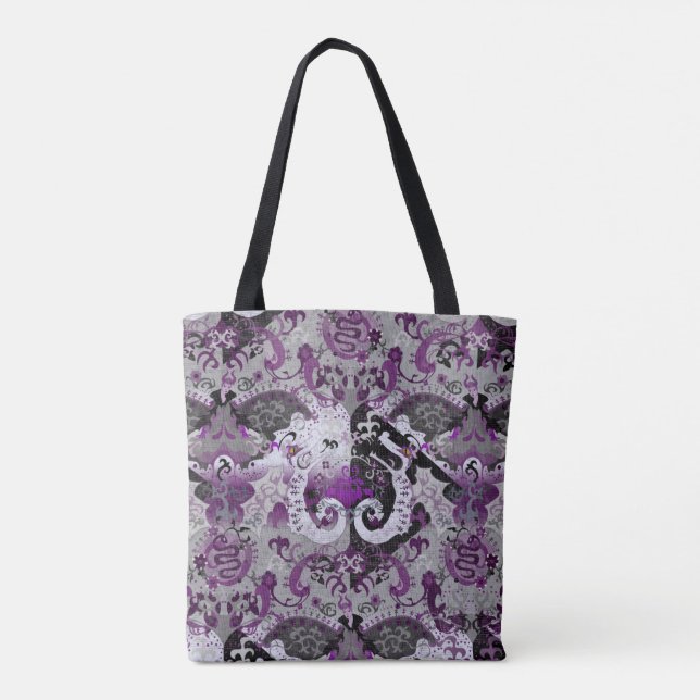 Demisexual Dragon Damask - Pride Flag Colours Tote Bag (Back)