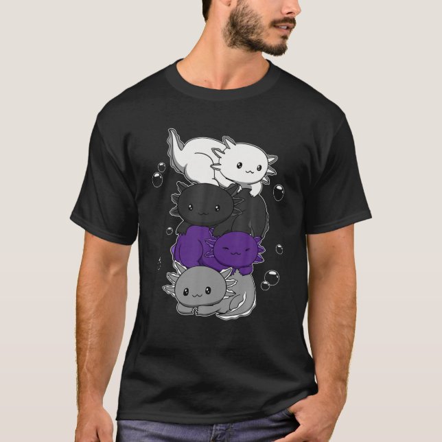 Demisexual Flag Axolotl Pile Kawaii Demisexual Pri T-Shirt (Front)
