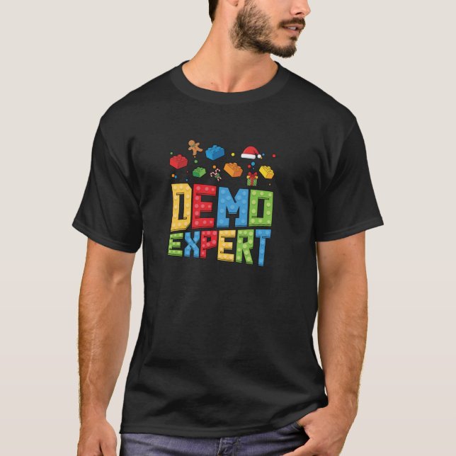 Demo Expert Block Building Brick Builder Santa Chr T-Shirt (Front)