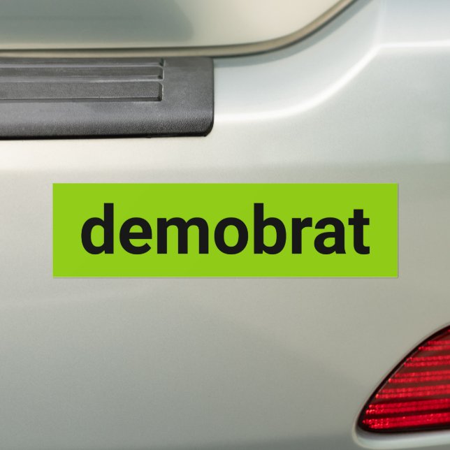 Demobrat modern typography black lime green cool bumper sticker (On Car)