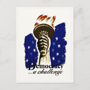 Democracy A Challenge, Poster with Liberty's Torch Postcard
