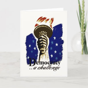 Democracy A Challenge, Poster with Liberty's Torch Thank You Card
