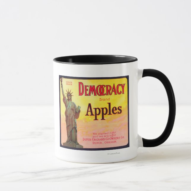 Democracy Apple Crate LabelDufur, OR Mug (Right)