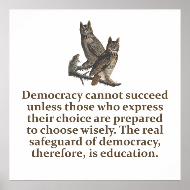 Democracy Cannot Succeed - Education Quote   Poster (Front)
