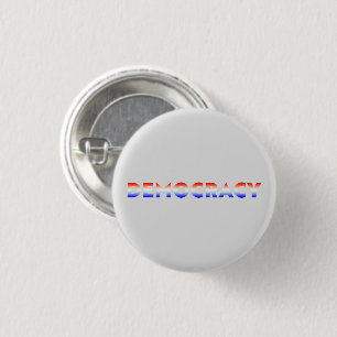Democracy gradient red white blue patriotic grey 3 cm round badge