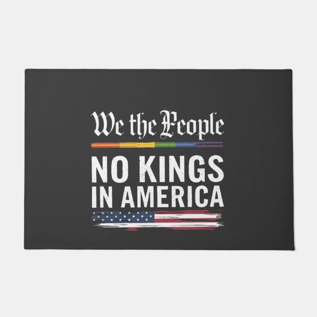 Democracy Has no King Librety Status USA  Doormat (Front)