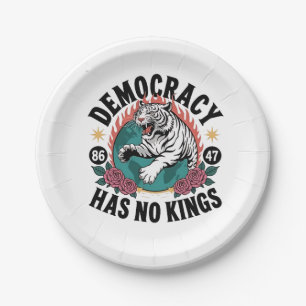 Democracy Has No Kings 86 47 Tiger Paper Plate