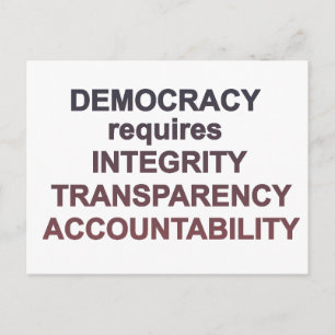 Democracy Integrity Transparency Accountability Postcard