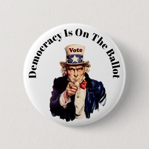 Democracy Is On The Ballot 2022 6 Cm Round Badge