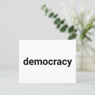Democracy minimalist typography black and white postcard