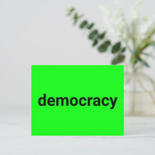 Democracy minimalist typography neon green modern postcard