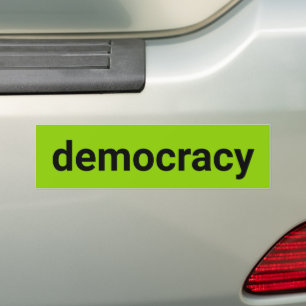 Democracy modern typography black lime green cool bumper sticker