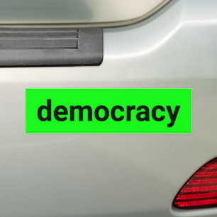 Democracy modern typography black neon green cool bumper sticker