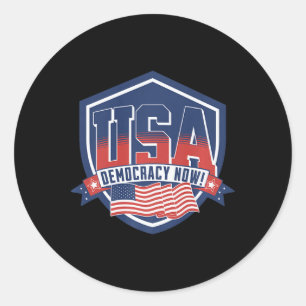 Democracy Now Vote Kamala Harris 2024 Democrat Usa Classic Round Sticker