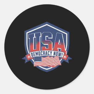 Democracy Now Vote Kamala Harris 2024 Democrat Usa Classic Round Sticker