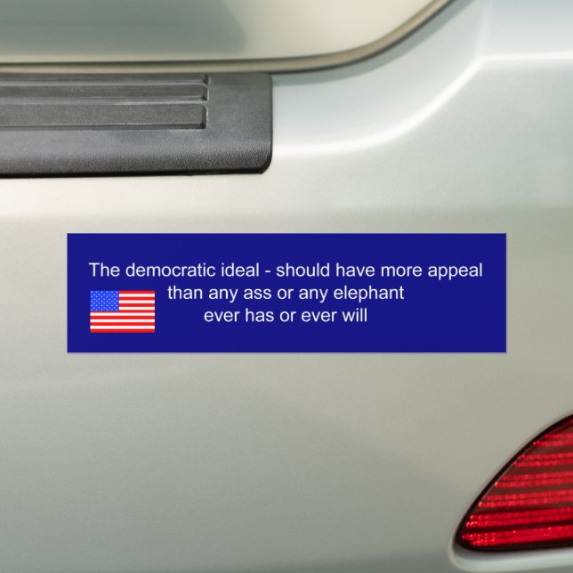 democracy over republican or democrat bumper sticker (On Car)