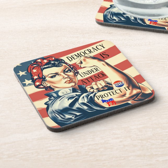 Democracy/ Protect It Beverage Coaster (Left Side)