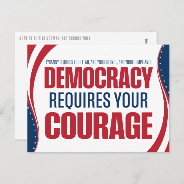 Democracy Requires Courage | Flag | Postcard (Front/Back)