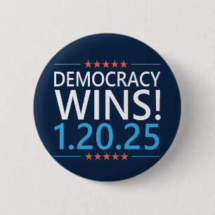 Democracy Wins Kamala Harris 1.20.25 6 Cm Round Badge
