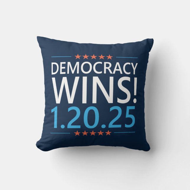 Democracy Wins Kamala Harris 1.20.25 Cushion (Front)
