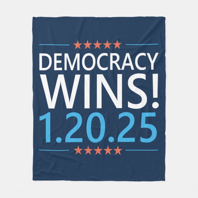 Democracy Wins Kamala Harris 1.20.25 Fleece Blanket (Front)