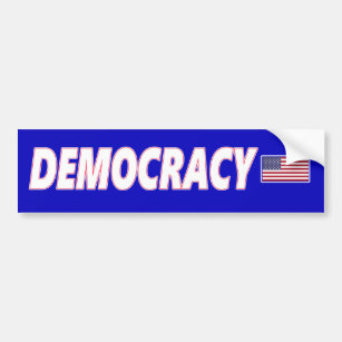 Democracy with Flag Bumper Sticker