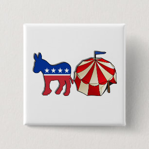 Democrat Circus Donkey 15 Cm Square Badge
