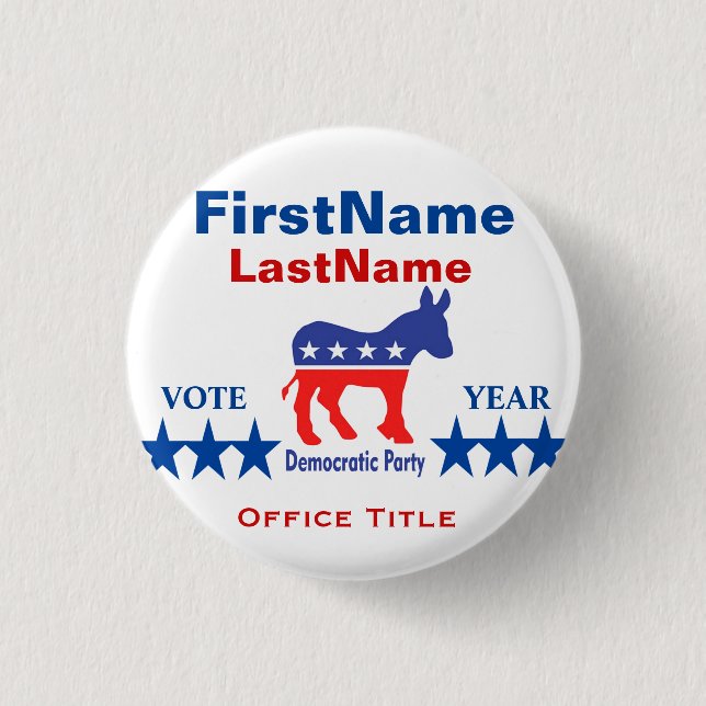 Democrat Custom Campaign Template 3 Cm Round Badge (Front)