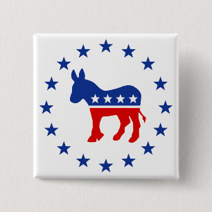 Democrat Donkey 15 Cm Square Badge