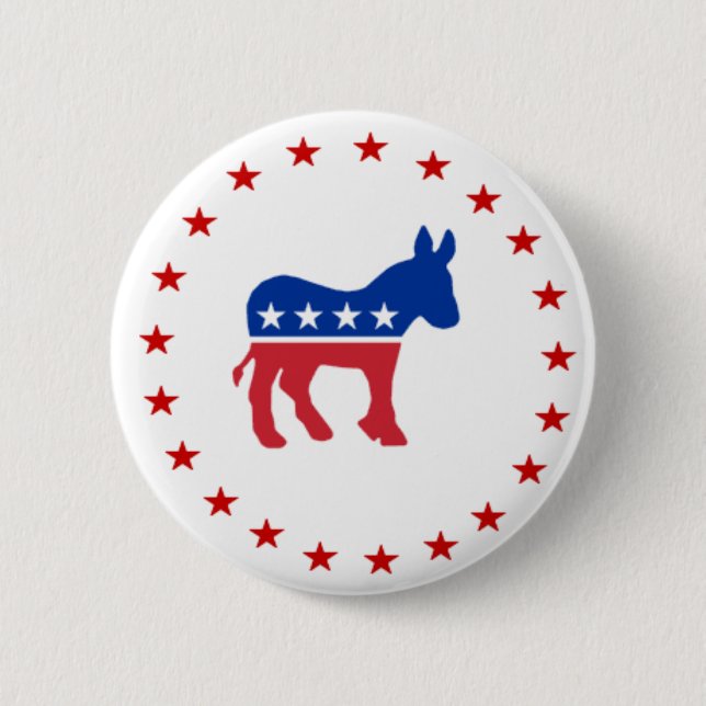Democrat Donkey 6 Cm Round Badge (Front)