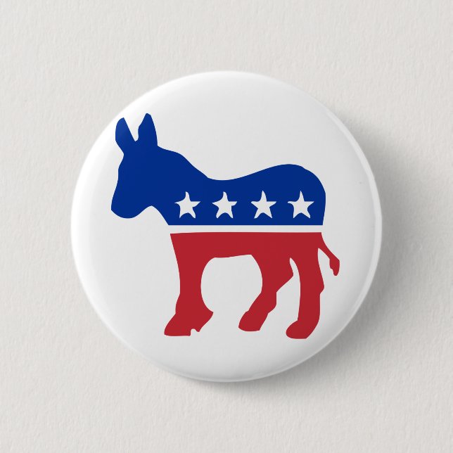 Democrat Donkey 6 Cm Round Badge (Front)