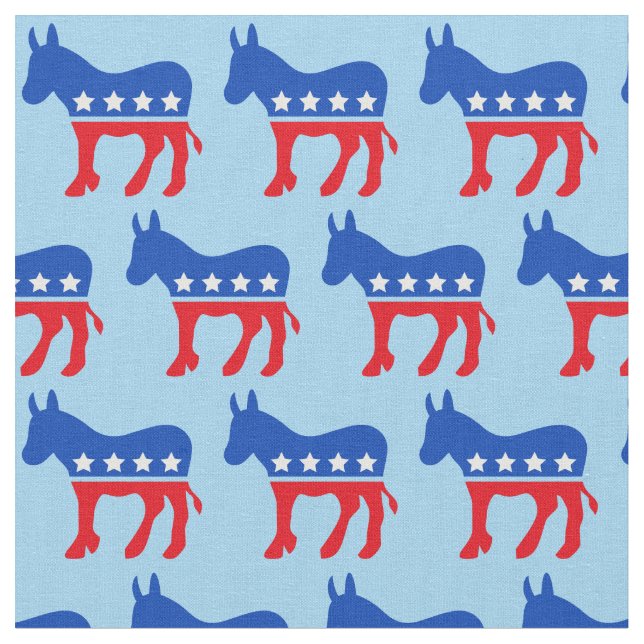 Democrat Donkey Cute Blue Political Fabric (Close Up)