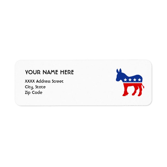 Democrat Donkey Label Return Address Label (Front)