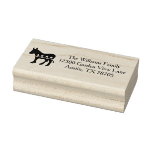 Democrat Donkey Political Blue Return Address Rubber Stamp