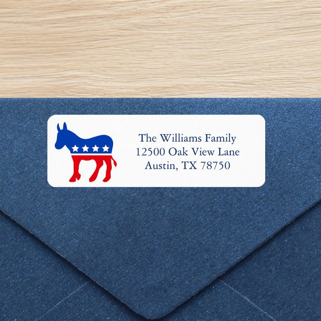 Democrat Donkey Political Party Return Address Return Address Label (Creator Uploaded)