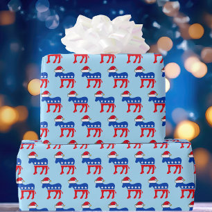 Democrat Donkey Santa Cute Political Christmas Wrapping Paper