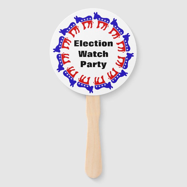 Democrat Election Watch Party Hand Fan (Front)
