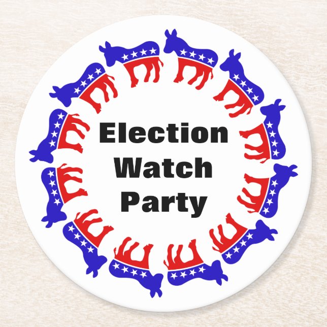 Democrat Election Watch Party Round Paper Coaster (Front)