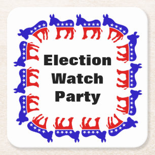 Democrat Election Watch Party Square Paper Coaster