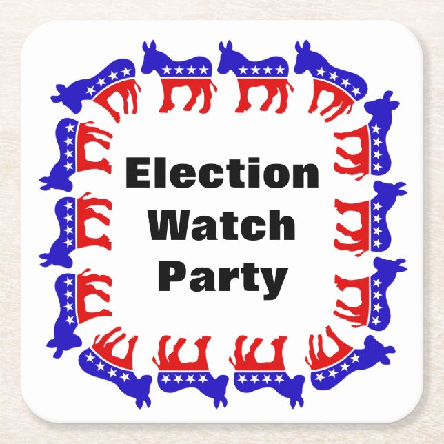 Democrat Election Watch Party Square Paper Coaster (Front)