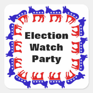 Democrat Election Watch Party Square Sticker