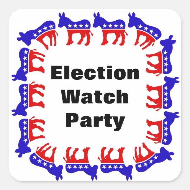 Democrat Election Watch Party Square Sticker (Front)