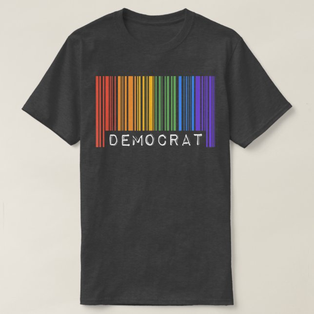 Democrat Gay Pride Flag Barcode Queer Rainbow LGBT T-Shirt (Design Front)