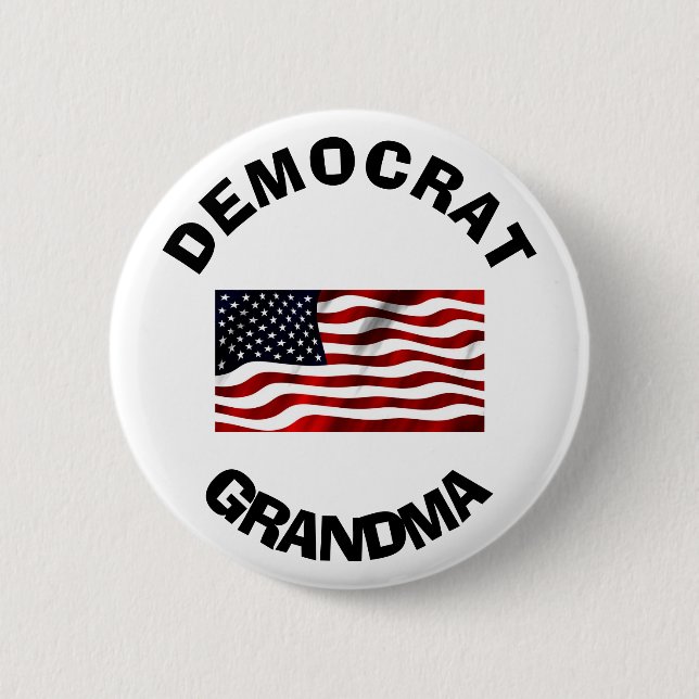 Democrat Grandma Button with American Flag (Front)