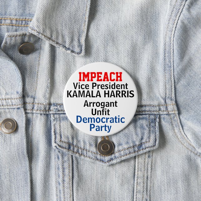Democrat Impeach Harris 7.5 Cm Round Badge (In Situ)