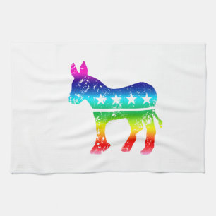 Democrat Original Donkey Distressed Rainbow Tea Towel