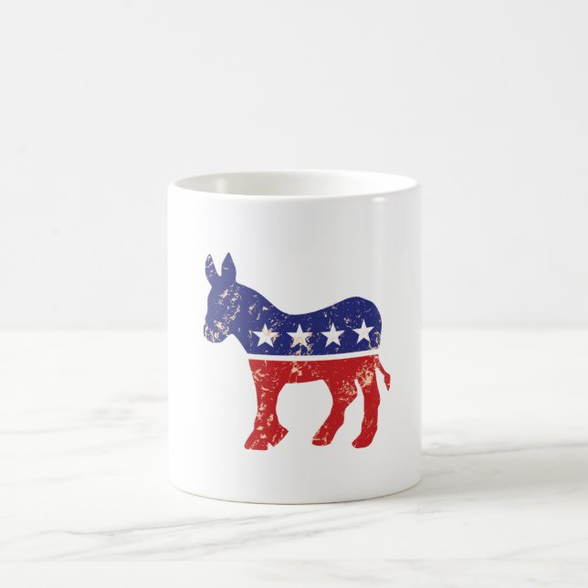Democrat Original Donkey Distressed Tan Coffee Mug (Center)