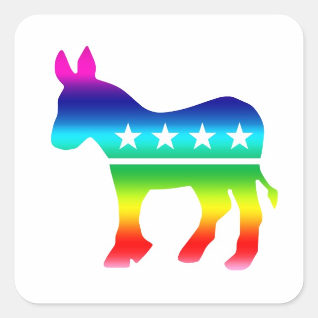 Democrat Original Donkey Rainbow Square Sticker (Front)