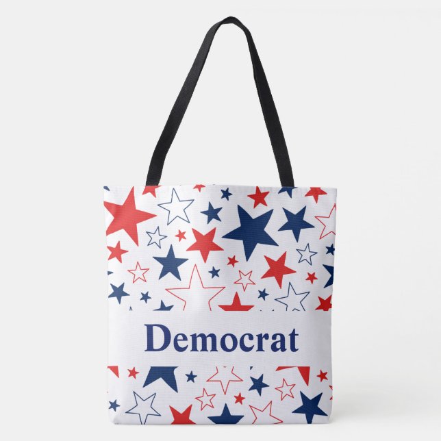 Democrat Patriotic Stars Tote Bag (Front)