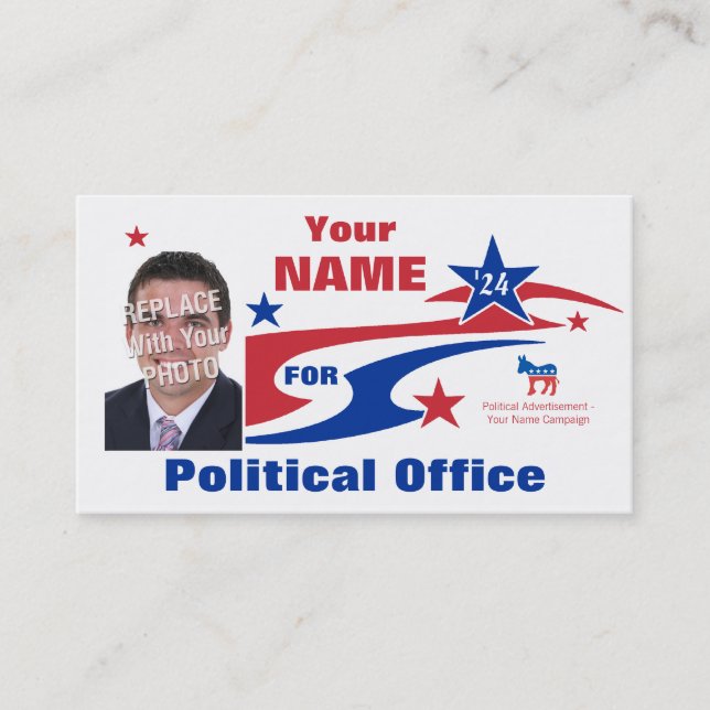 Democrat Political Election Campaign Business Card (Front)